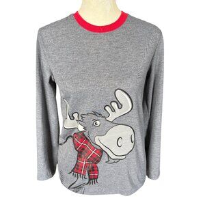 Wonder Nation gray and red kids large 10-12 moose shirt pajama top